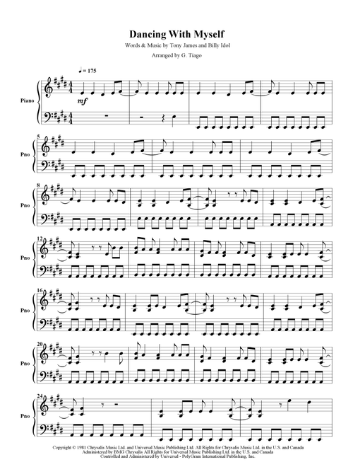Dancing With Myself (Arr. G. Tiago) - Billy Idol (Piano Solo)