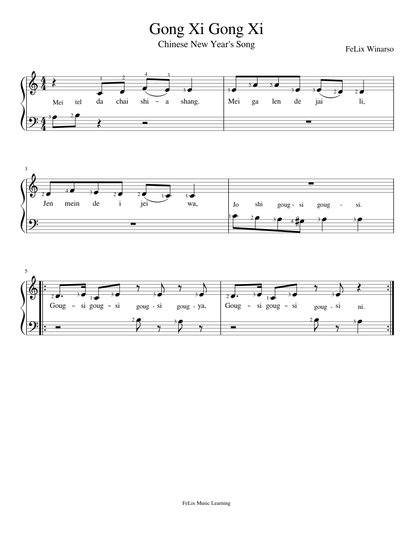 Gong Xi Gong Xi Sheet music for Piano (Solo)