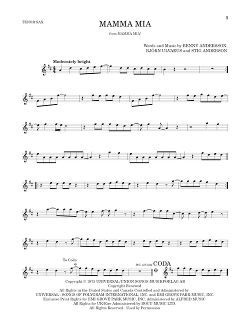 Mamma Mia - ABBA, Meryl Streep (Tenor Sax Solo)