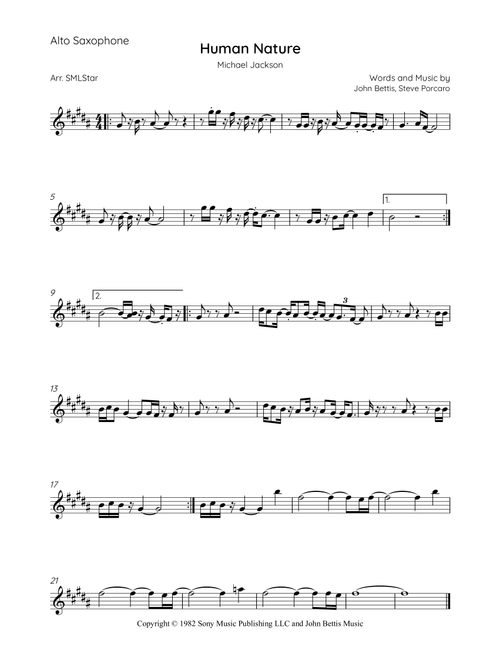 Human Nature (Arr. SMLStar) - Michael Jackson (Alto Sax Solo)