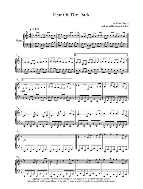 Fear Of The Dark (Arr. Judith Alencar) - Iron Maiden (Piano Solo)