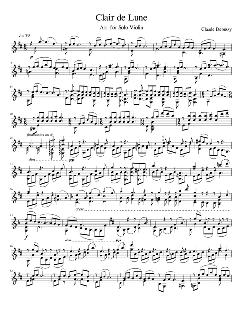 Clair de Lune for Solo Violin