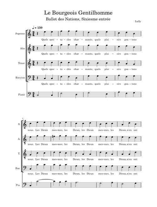 Le bourgeois gentilhomme, LWV 43 – Lully, Jean-Baptiste Ballet des Nations - Sixiesme entrée