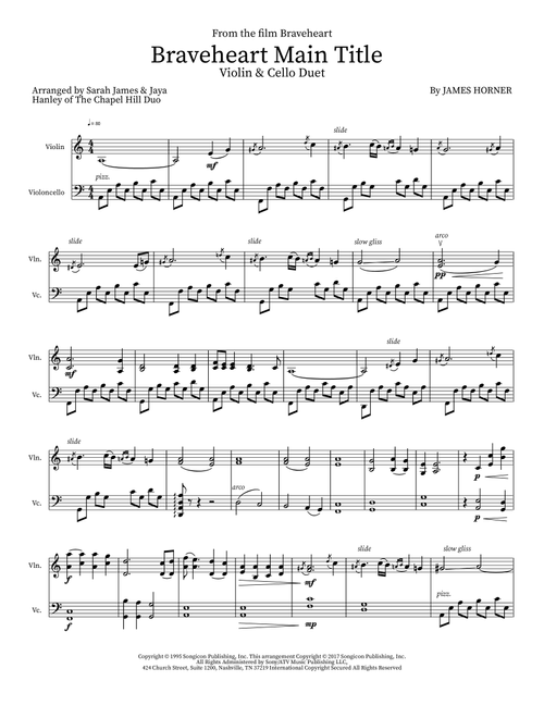 Braveheart Main Title (Arr. Sarah James & Jaya Hanley of The Chapel Hill Duo) - James Horner (Instrumental Duet)
