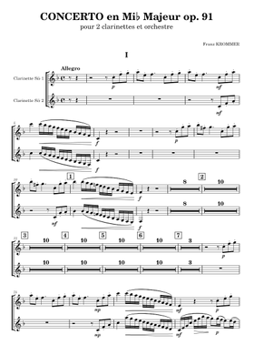 Free Concerto No.2 For 2 Clarinets, Op.91 by Franz Krommer sheet