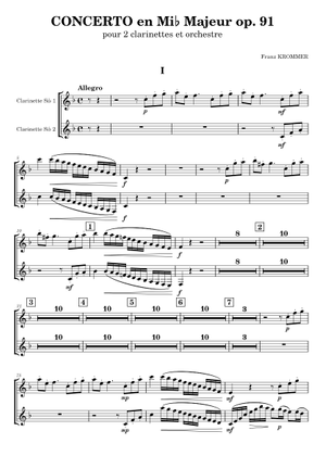 クロマー 2本のクラリネットのための協奏曲 Op.91 スコア＋パート譜 Krommer: Concerto for 2 Clarinets in E-flat Major, Op. 91 | CAMco