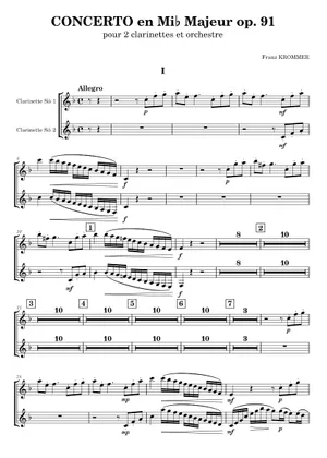 Krommer - Concerto for 2 clarinet Op.91 1/3 Sheet Music for Krommer - Concerto for 2 clarinet Op.91 1/3 Sheet Music for