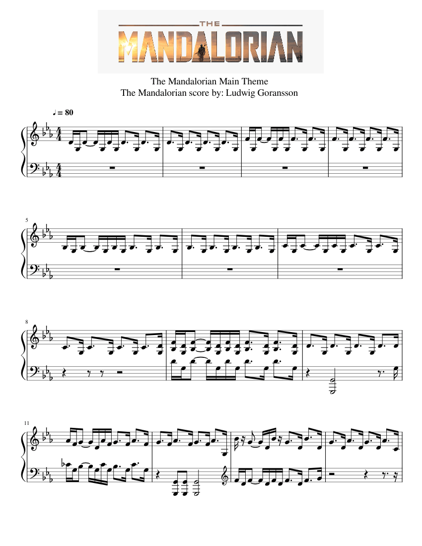 The Mandalorian Theme Sheet music for Piano (Solo)