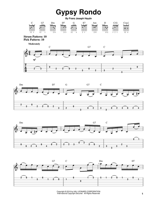 Gypsy Rondo - Franz Joseph Haydn (Easy Guitar with TAB)