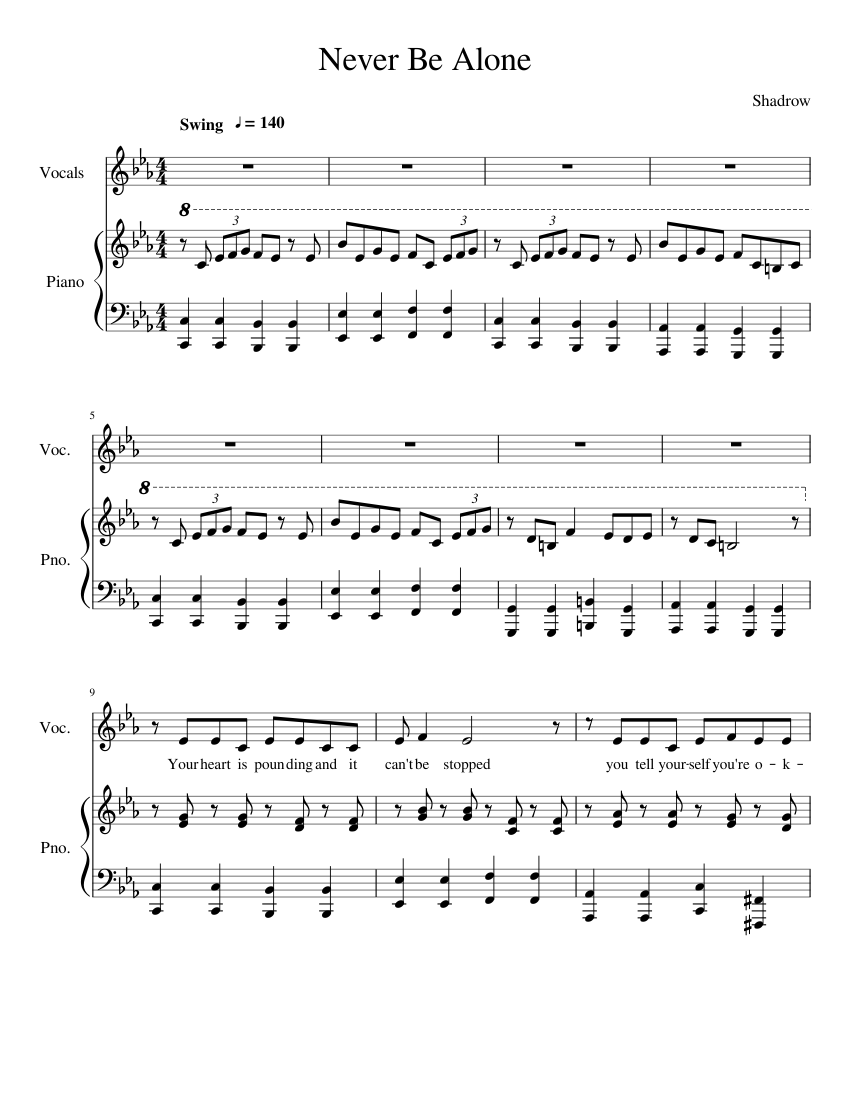 Never Be Alone (FNAF 4 Song) Sheet music for Piano (Solo) | Musescore.com