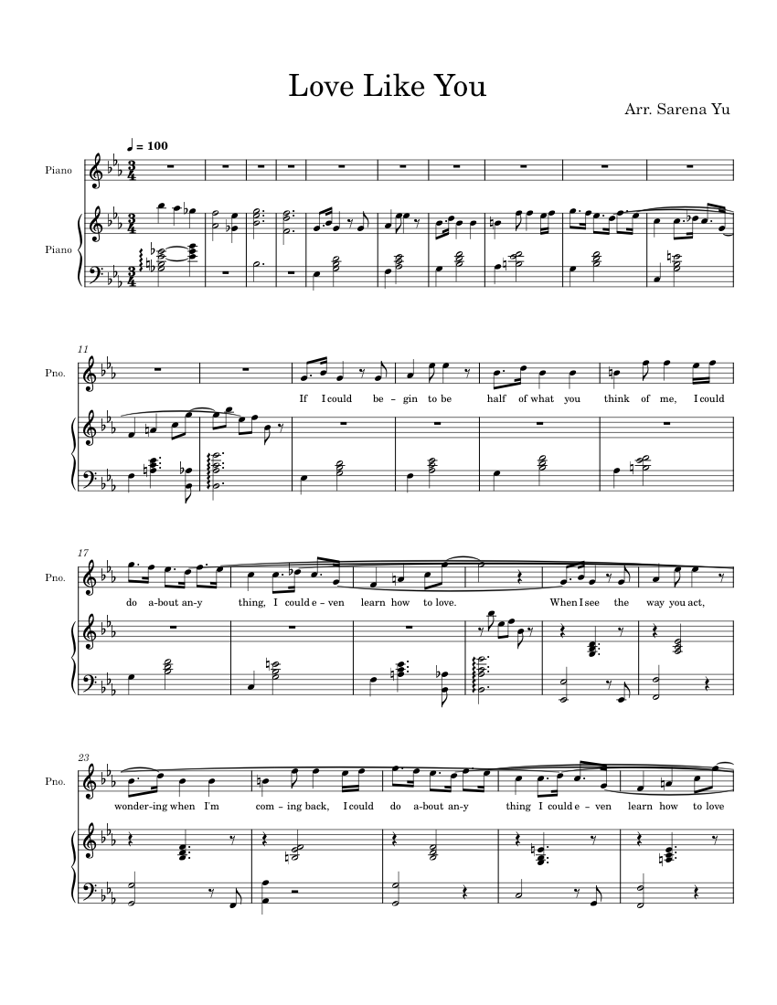 Love Like You Sheet music for Piano (Piano Duo)
