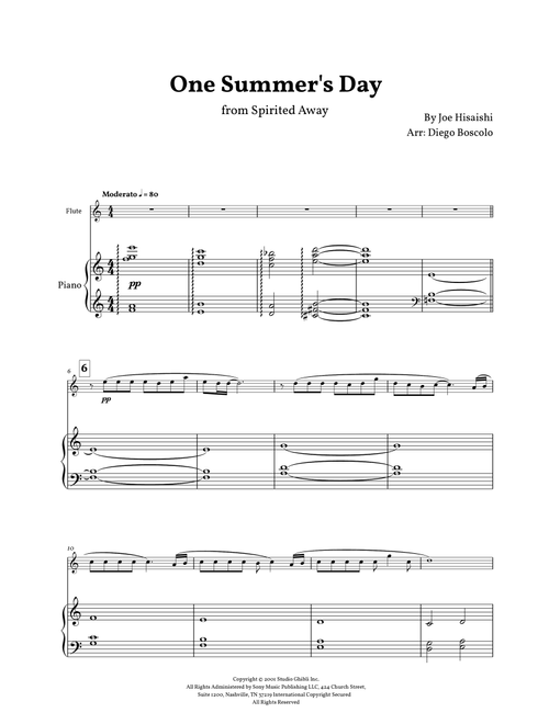 One Summer's Day (Arr. Diego Boscolo) - Joe Hisaishi (Flute and Piano)
