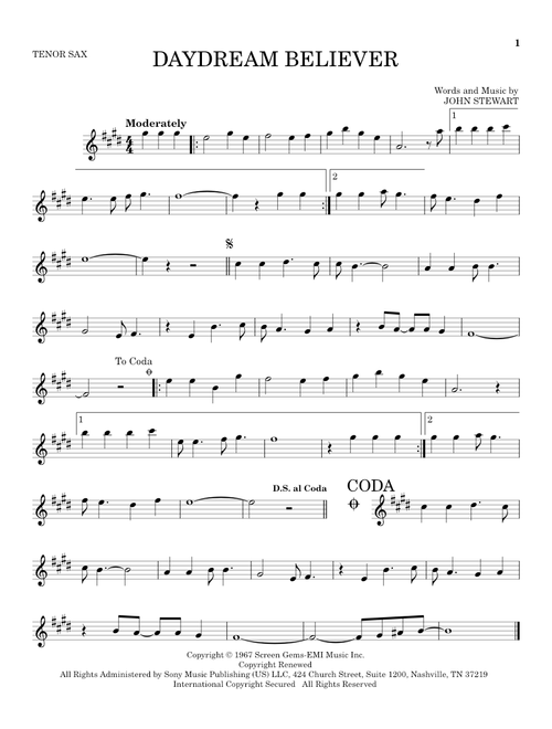 Daydream Believer - The Monkees (Tenor Sax Solo)