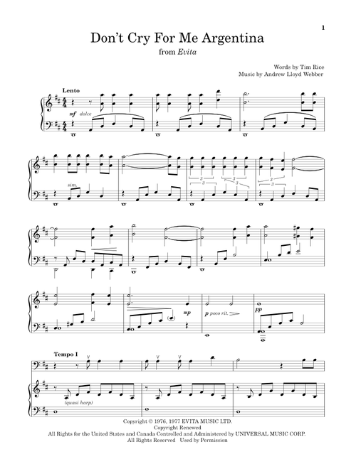 Don't Cry For Me Argentina (from Evita) - Madonna (Cello and Piano)