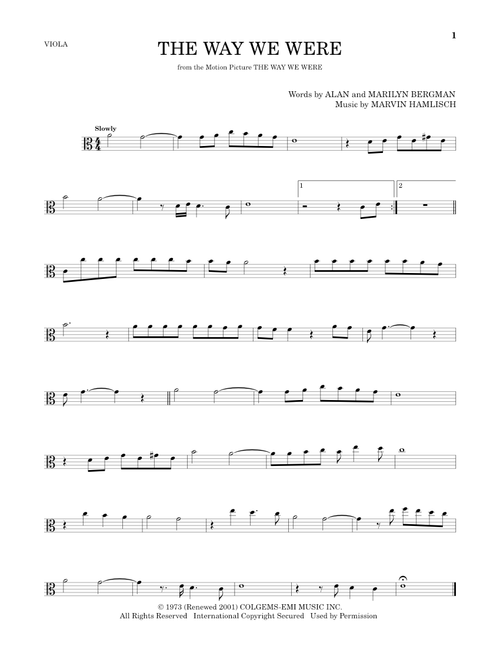 The Way We Were - Barbra Streisand (Viola Solo)