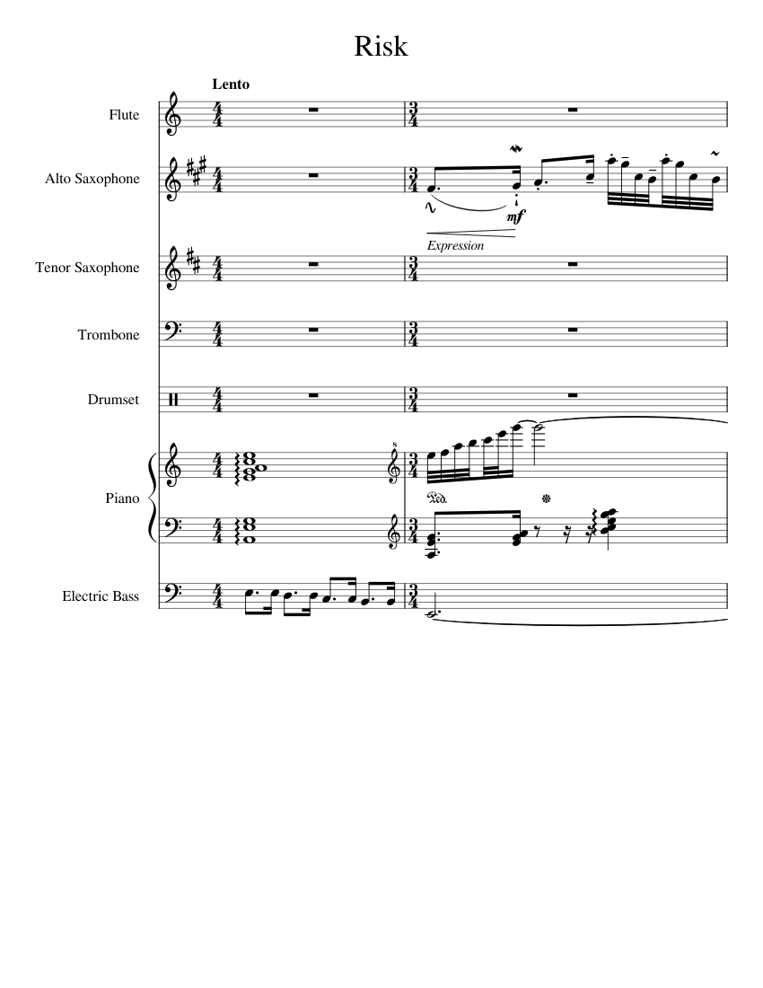 Risk Sheet music for Piano, Trombone, Flute, Saxophone alto & more ...