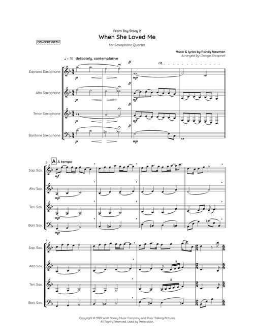 When She Loved Me (Arr. George Shrapnell) - Sarah McLachlan (Woodwind Ensemble)