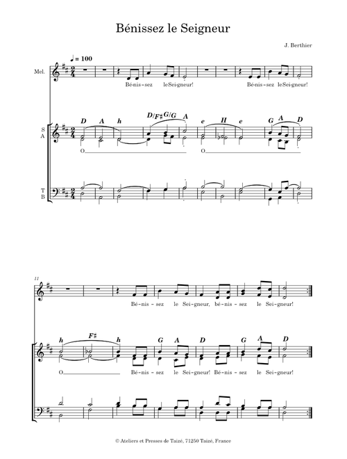 Bénissez le Seigneur – Taizé