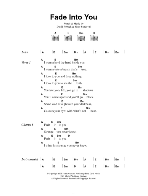 Fade Into You - Mazzy Star (Guitar Chords-Lyrics)