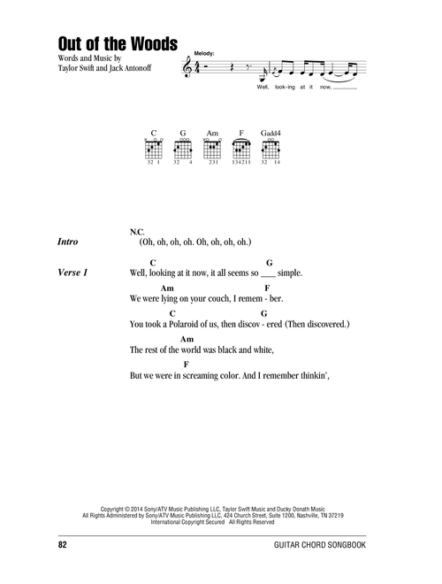 Out Of The Woods - Taylor Swift (Guitar Chords-Lyrics)