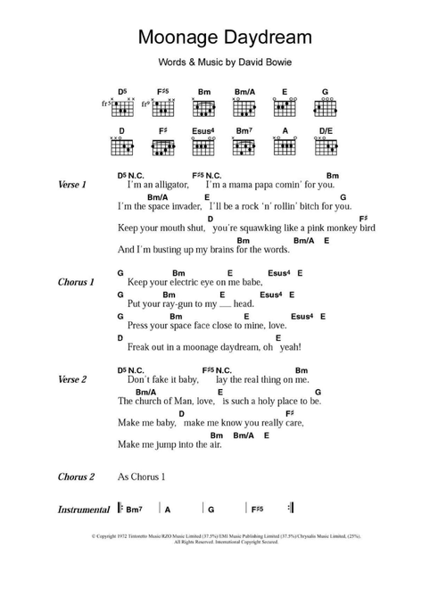 Moonage Daydream - David Bowie (Guitar Chords-Lyrics)