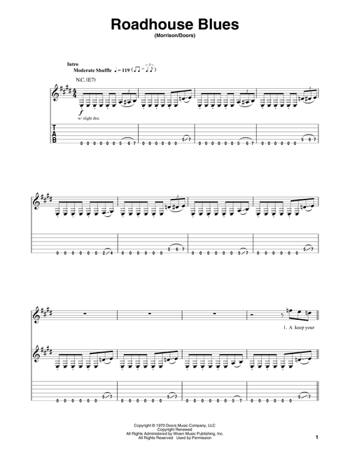 Roadhouse Blues - The Doors (Guitar Tab Play-Along)