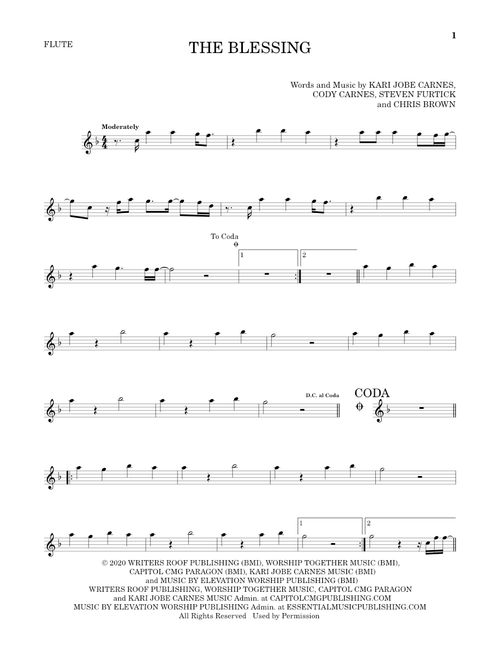 The Blessing - Kari Jobe Cody Carnes & Elevation Worship (Flute Solo)