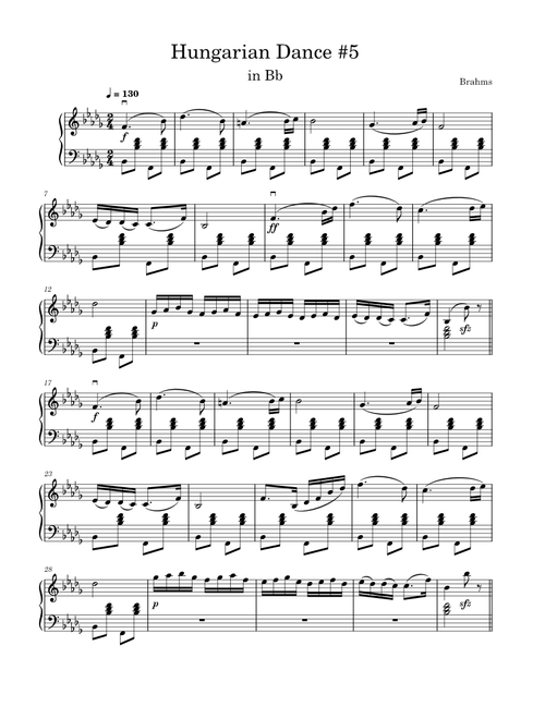 Hungarian Dance No. 5 – Johannes Brahms Hungarian Dance #5 Bbm