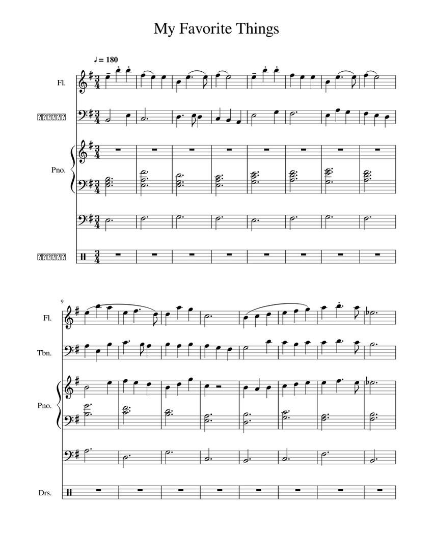My Favorite Things Sheet music for Piano, Trombone, Flute, Bass guitar ...