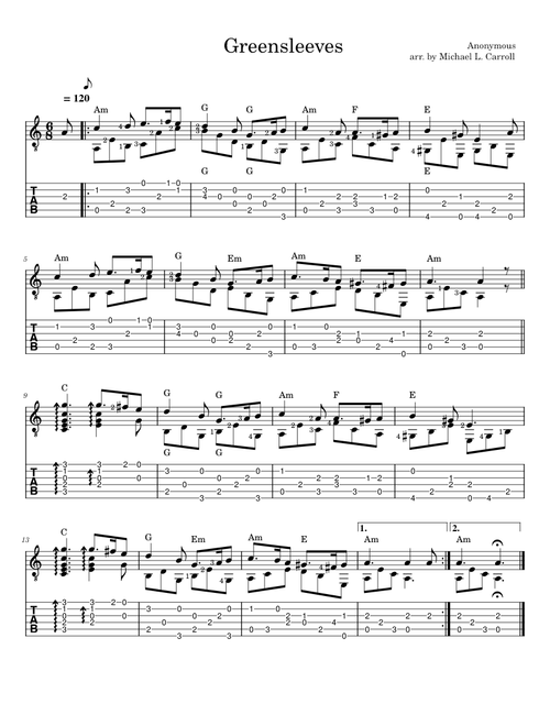 Greensleeves Guitar