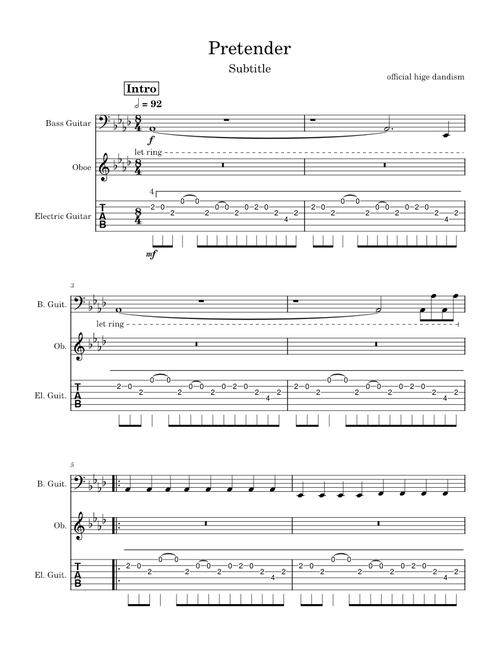 Pretender – Official髭男dism (simple)