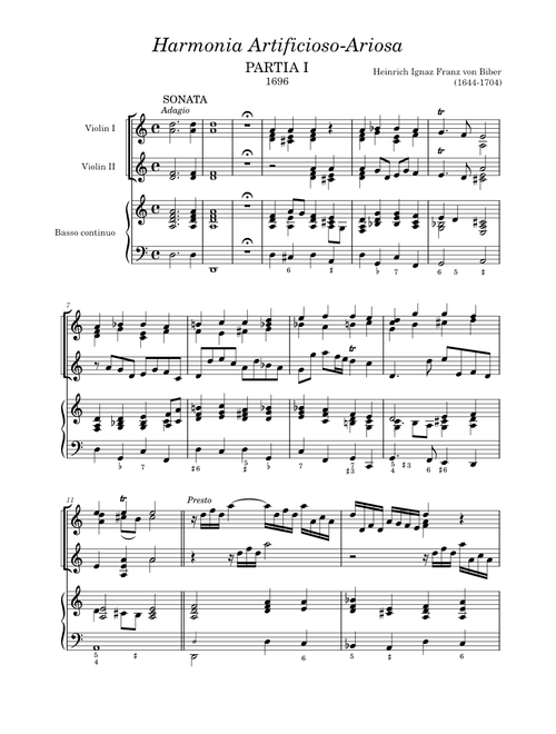 Partia I, Sonata-Harmonia artificioso-ariosa (H.I.F Biber, 1696)