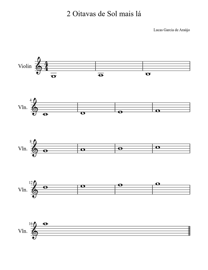 2 Oitavas de Sol mais lá Sheet music for Violin (Solo) | Musescore.com