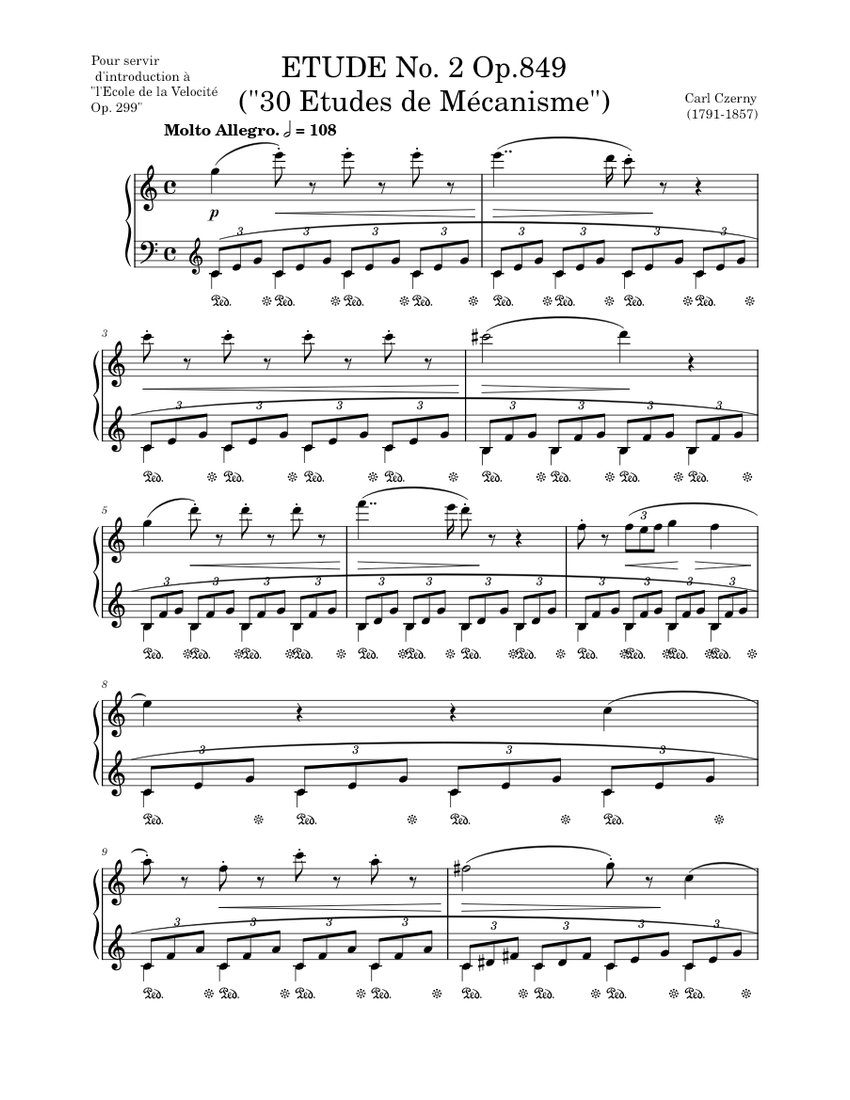 Etude No. 2 Op. 849 (30 Etudes de Mécanisme), C. Czerny