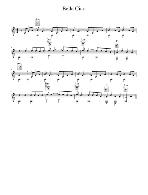 Bella Ciao - easy guitar