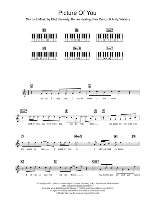 Picture Of You - Boyzone (Piano Chords-Lyrics)