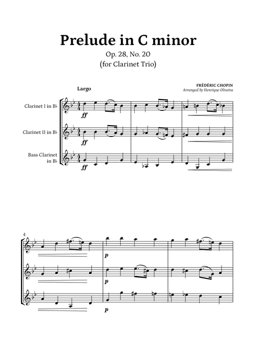 Prelude Op. 28, No. 20 (Clarinet Trio) - Frédéric Chopin (Arr. Henrique Oliveira) (Woodwind Ensemble)