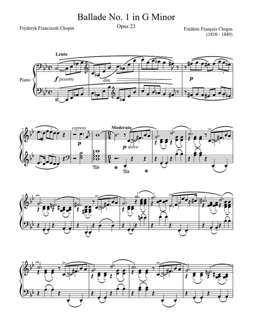 Ballade No. 1 Opus 23 in G Minor