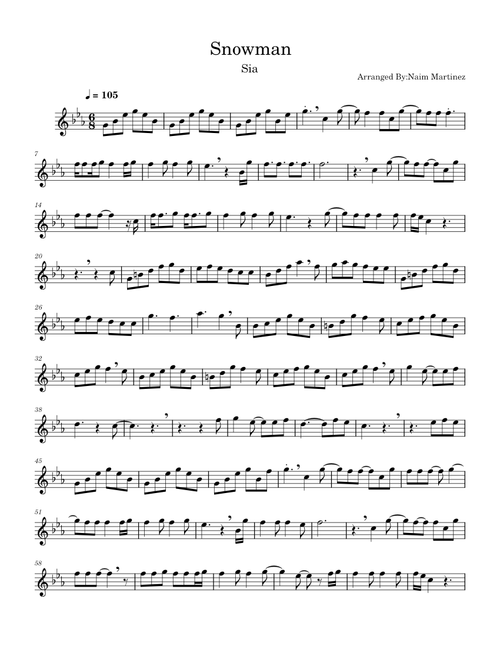 Snowman – Sia Snowman – By Sia Tenor Saxophone