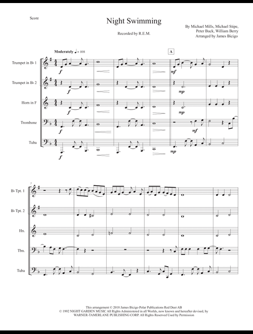 Nightswimming (Arr. Jim Bicigo) - R.E.M (Brass Ensemble)