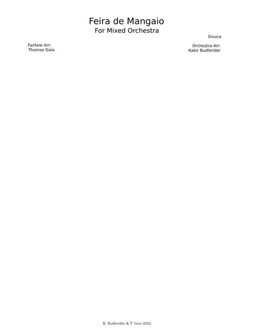 Feira de Mangaio – Sivuca Feira de Mangaio – For Chamber Orchestra | Sivuca, Arr: K Budlender