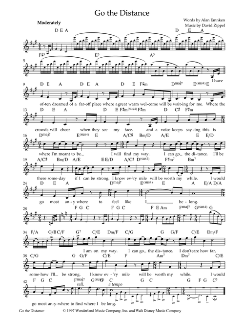 Go The Distance (Arr. Leonie Capararo) - Michael Bolton (Guitar Chords-Lyrics)