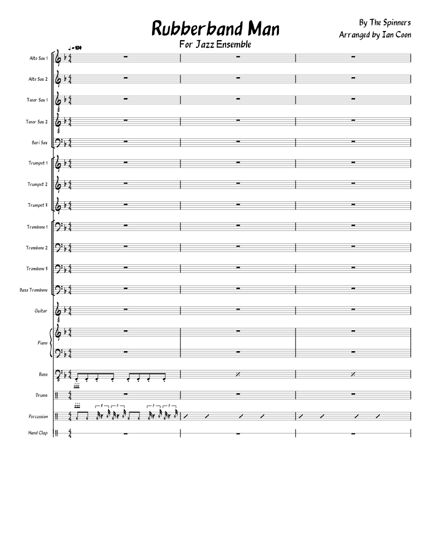 Rubberband Man (WIP) Sheet music for Piano, Trombone, Saxophone alto