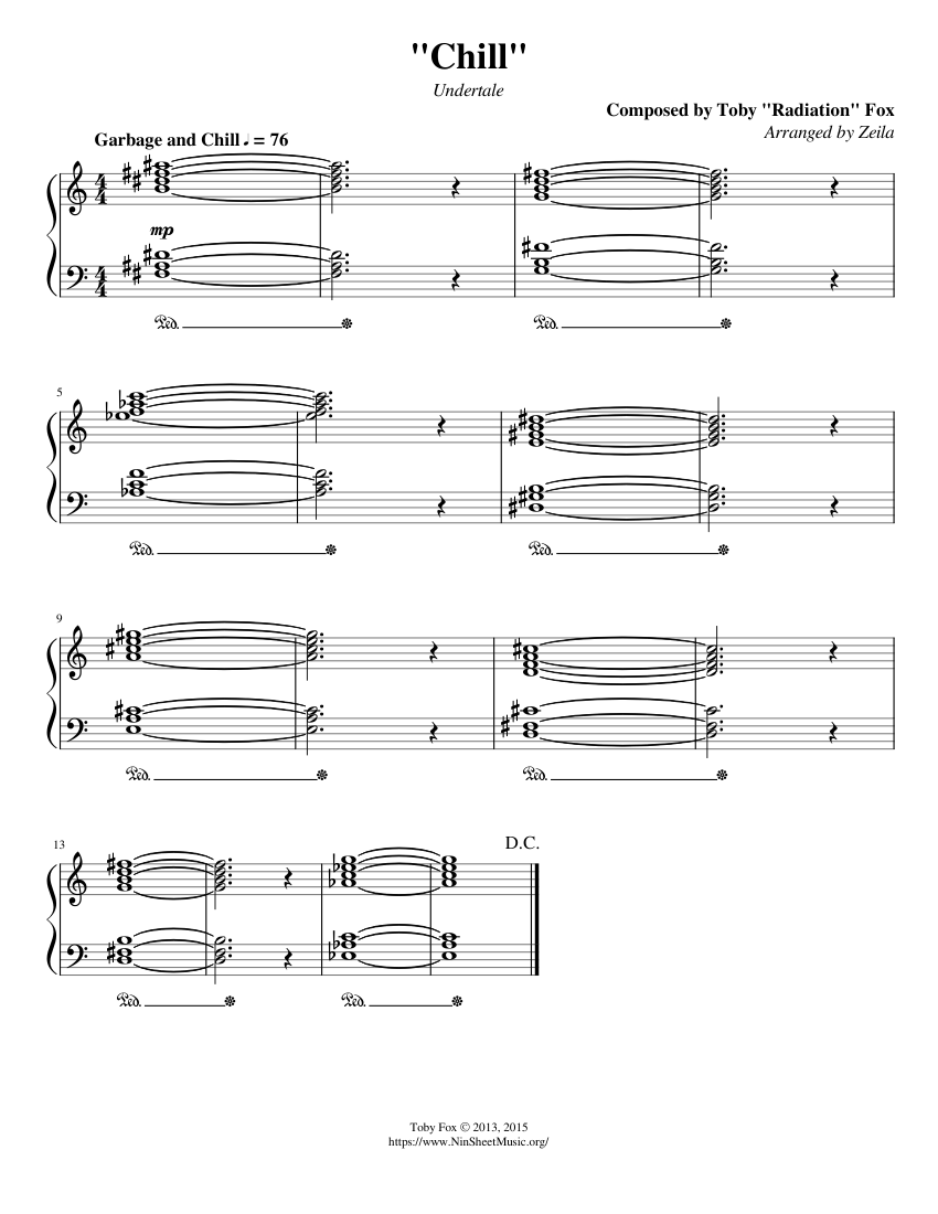 Audaz Resonar Interpretación Undertale - Chill Sheet music for Piano (Solo) | Musescore.com