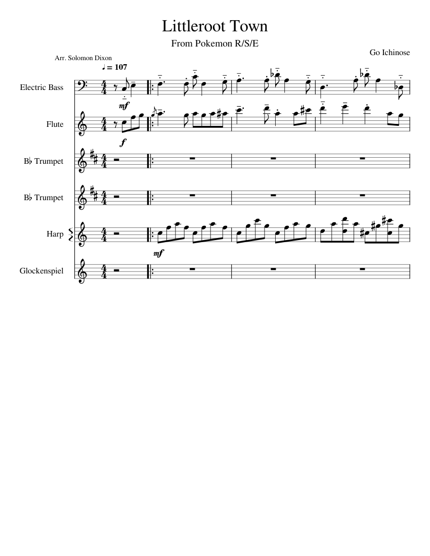 Pokemon Ruby/Sapphire/Emerald Littleroot Town Theme Sheet