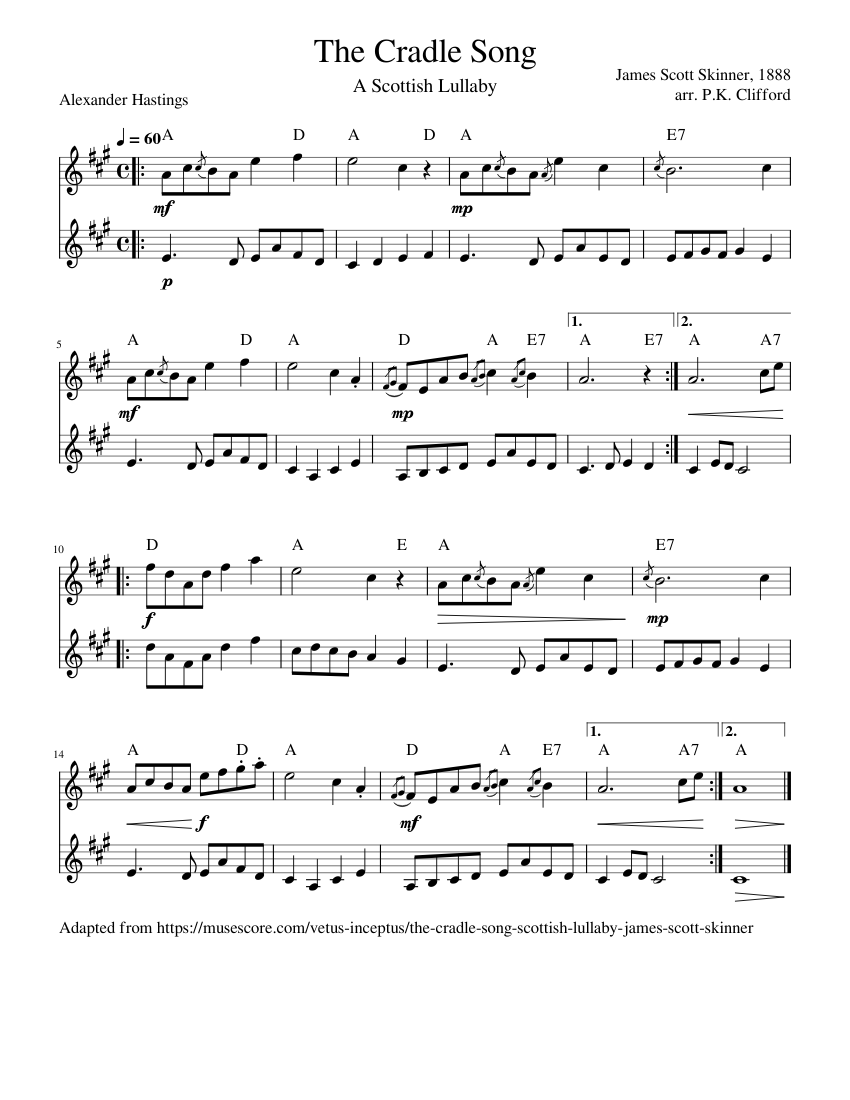 The Cradle Song James Scott Skinner Sheet music for Violin (String