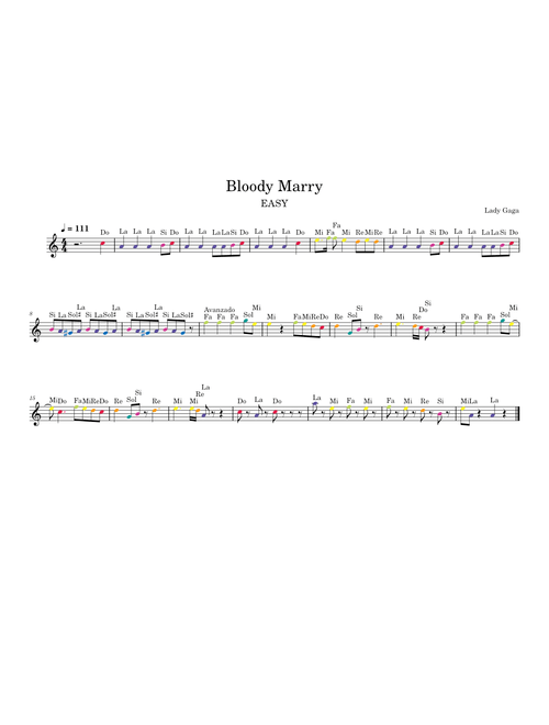 Bloody Marry (Begginers)– Lady Gaga