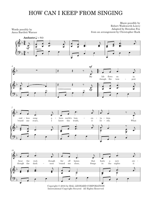 How Can I Keep From Singing - Robert Lowry (Piano Vocal)