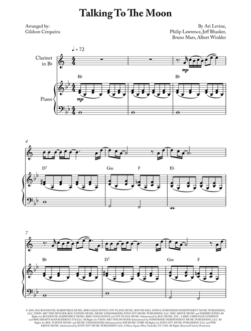 Talking To The Moon (Arr. Gildson Cerqueira) - Bruno Mars (Clarinet and Piano)
