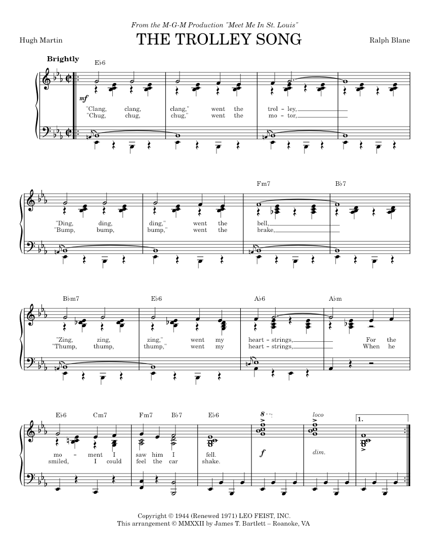 The Trolley Song Sheet music for Piano (Solo) Easy | Musescore.com The Trolley Song